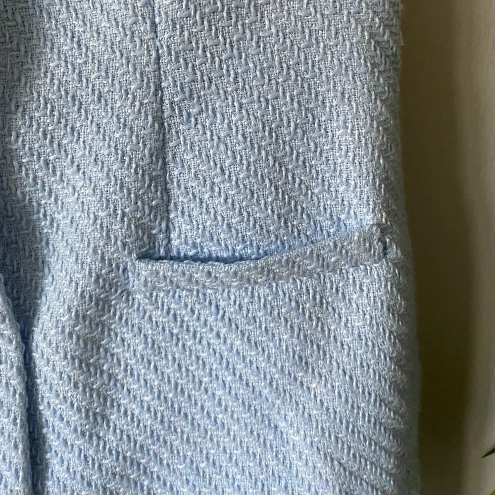 Bebop Baby Blue Tweed Coquette Preppy Academia Button Down Mini Dress size L - Picture 4 of 7